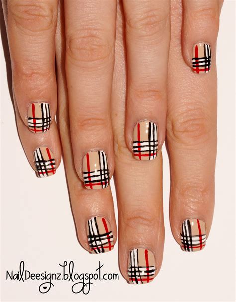 burberry plaid nail art|Burberry nail art designs.